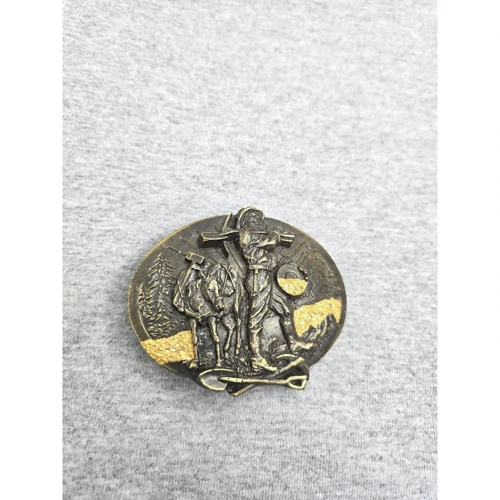 Vintage 1987 Siskiyou Striking It Rich Gold Western Frontier Belt Buckle Rare